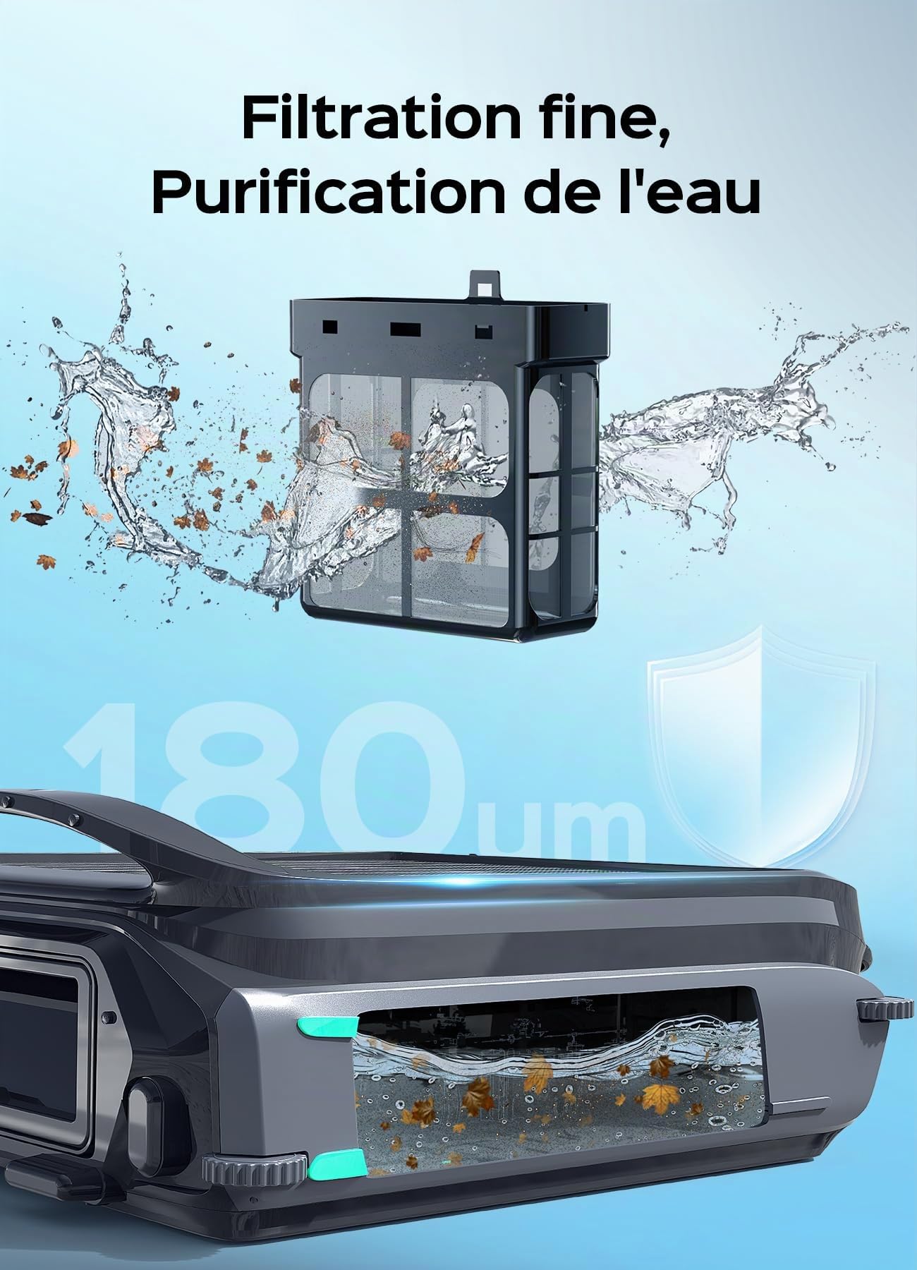 WYBOT F1 Skimmer Piscine Hors Sol Double Énergie (Solaire + Batterie), Nettoie La Surface De L’Eau, Pilotage par App, Fonctionne 24h/24, pour Toutes Piscines – Robot Piscine sans Fil,Vert Olive