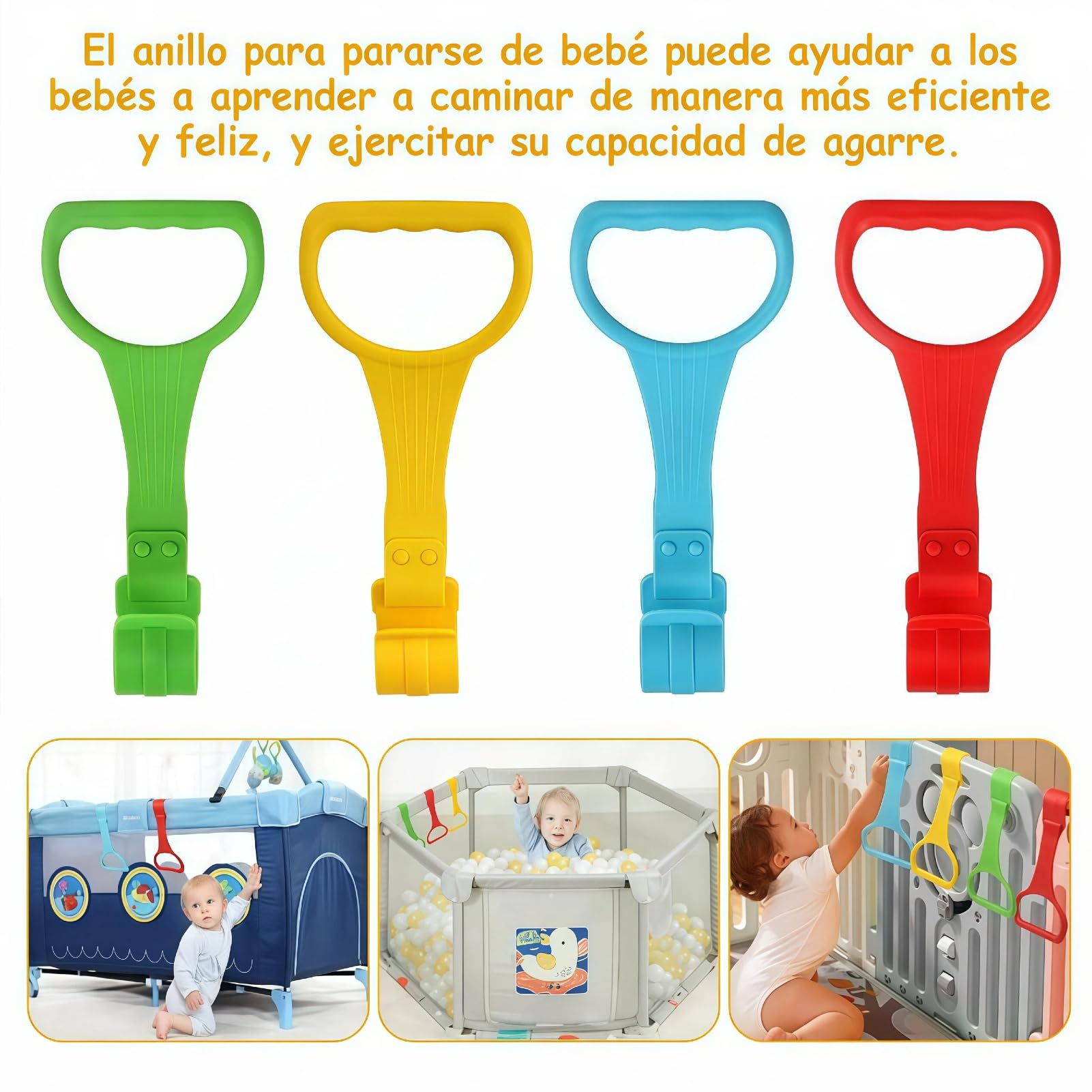 Agarraderas Parque Infantil Bebe Anillas Para Cuna O Parque De Bebé - 4 Piezas De Colores, Ayudan Al Bebé A Ponerse De Pie, Fácil Instalación Ayuda Ponerse De Pie Bebé Agarraderas Parque Infantil Bebe Anillas Para Cuna O Parque De Bebé - 4 Piezas De Colores, Ayudan Al Bebé A Ponerse De Pie, Fácil Instalación Ayuda Ponerse De Pie Bebé