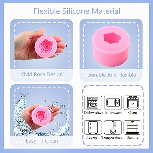 Miniatura 2 de ZiXiang Bloom 3D Rose Flower Fondant Moldes de silicona para pastel de chocolate, jabón, caramelo, pastelería, vela, postre, decoración de pasteles,
