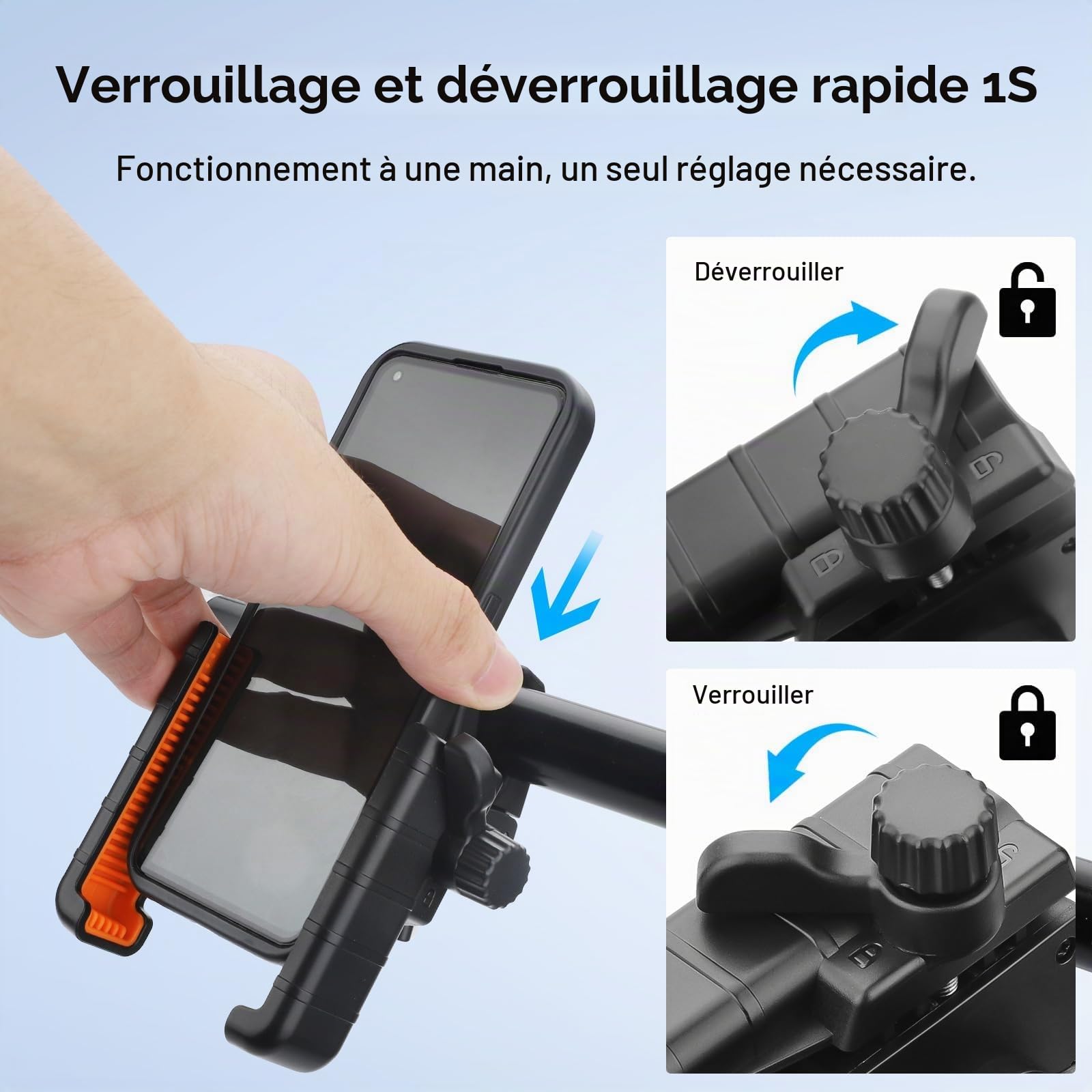 EEEKit Support Téléphone Golf 360° Rotatif: Smartphone 4,7–7,2 Pouces | Compatible avec Club Car, EZGO, Yamaha & ICON - Rotation 360° / Smartphones 4,7–7,2 pouces - Maintien sécurisé