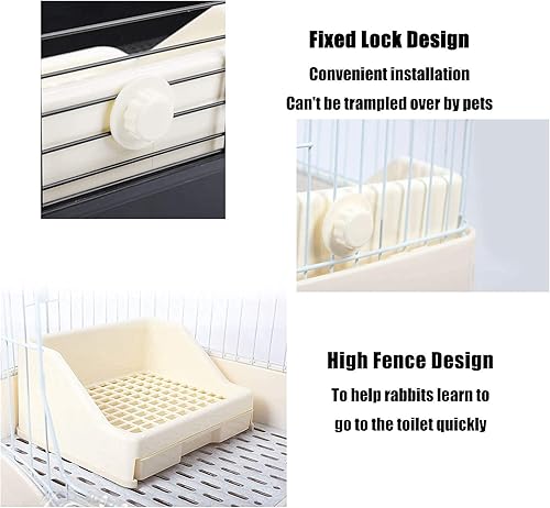 Miniatura 4 de Hamiledyi Caja de arena para conejos, 14 unidades, con cajón, almohadilla para orinal, jaula de inodoro para mascotas, limpiador de esquina, escoba,