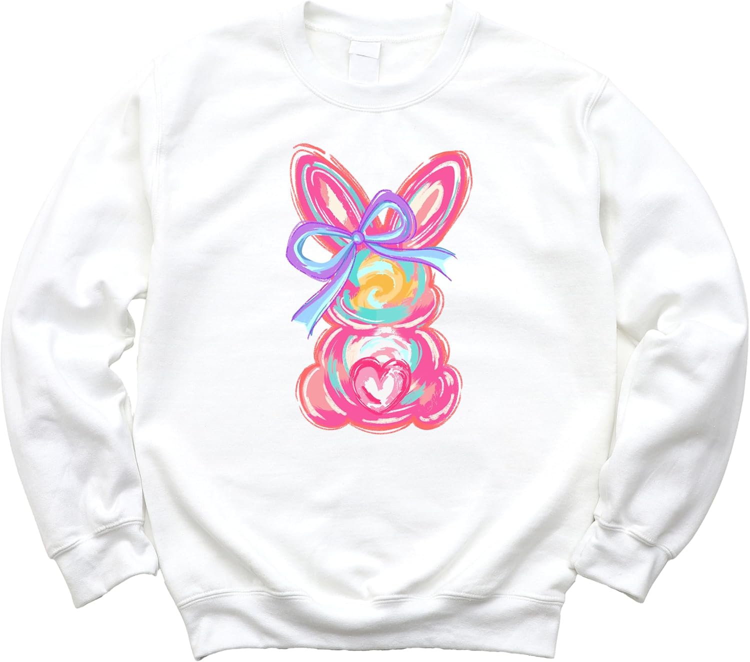 Olive Loves Apple Painted Easter Bunny Sweatshirt for Girls Colorful Coquette Spring Pullover for Kids