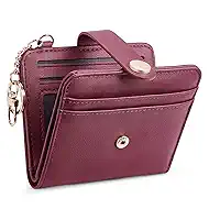 POIUGOYA Slim Wallet for Women,RFID Blocking Bifold Credit Card Holder with Zipper Coin Pocket,ID Window,Keychain