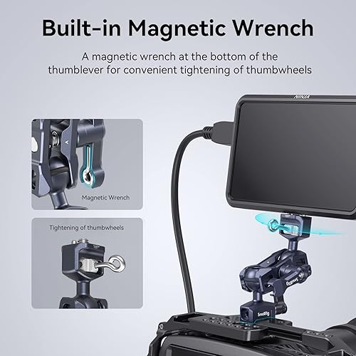 Miniatura 5 de SmallRig Brazo mágico articulado con abrazadera NATO y tornillo de 14"-20 (con pasadores retráctiles), rotación de 360 grados, carga máxima de 12 Ib