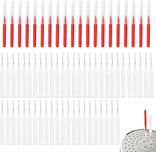 70pcs Shower Head Cleaning Tools, Multi-Size Showerhead Cleaner Picks Anti-Clogging Cleaning Brush 2 Styles Unclogger for Small Holes Nozzles Faucets Sink Gaps and Micro Openings (Red)