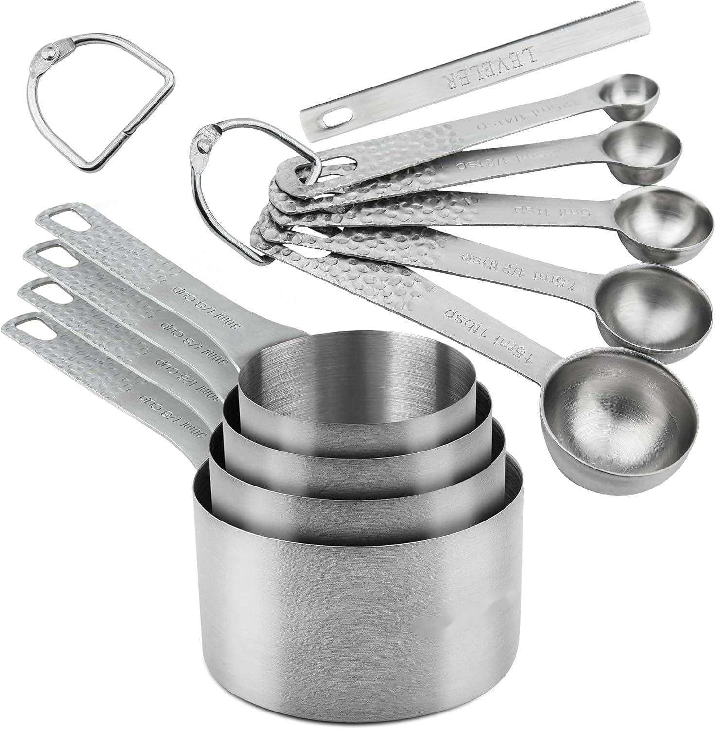 Smithcraft Measuring Cups and Spoons Set, 10 Piece Measuring Cup Set, 18/8 Stainless Steel Measuring Cups Spoons & Leveler, Baking Measure Cups, Kitchen Measurement Cups, Kitchen Gadgets for Cooking