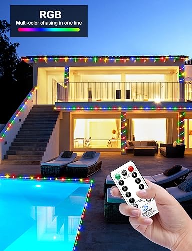 Miniatura 7 de 400 luces LED de hadas enchufables al aire libre, IP67, impermeables, 157 pies, con control remoto, 8 modos, tira de luces para interiores, sala de