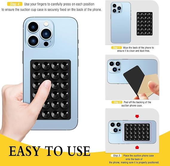 Suction Phone Case Mount, Silicone Hands Free Phone Accessory Holder, Mirror Shower Phone Holder, for Tiktok Videos and Selfies (Purple)