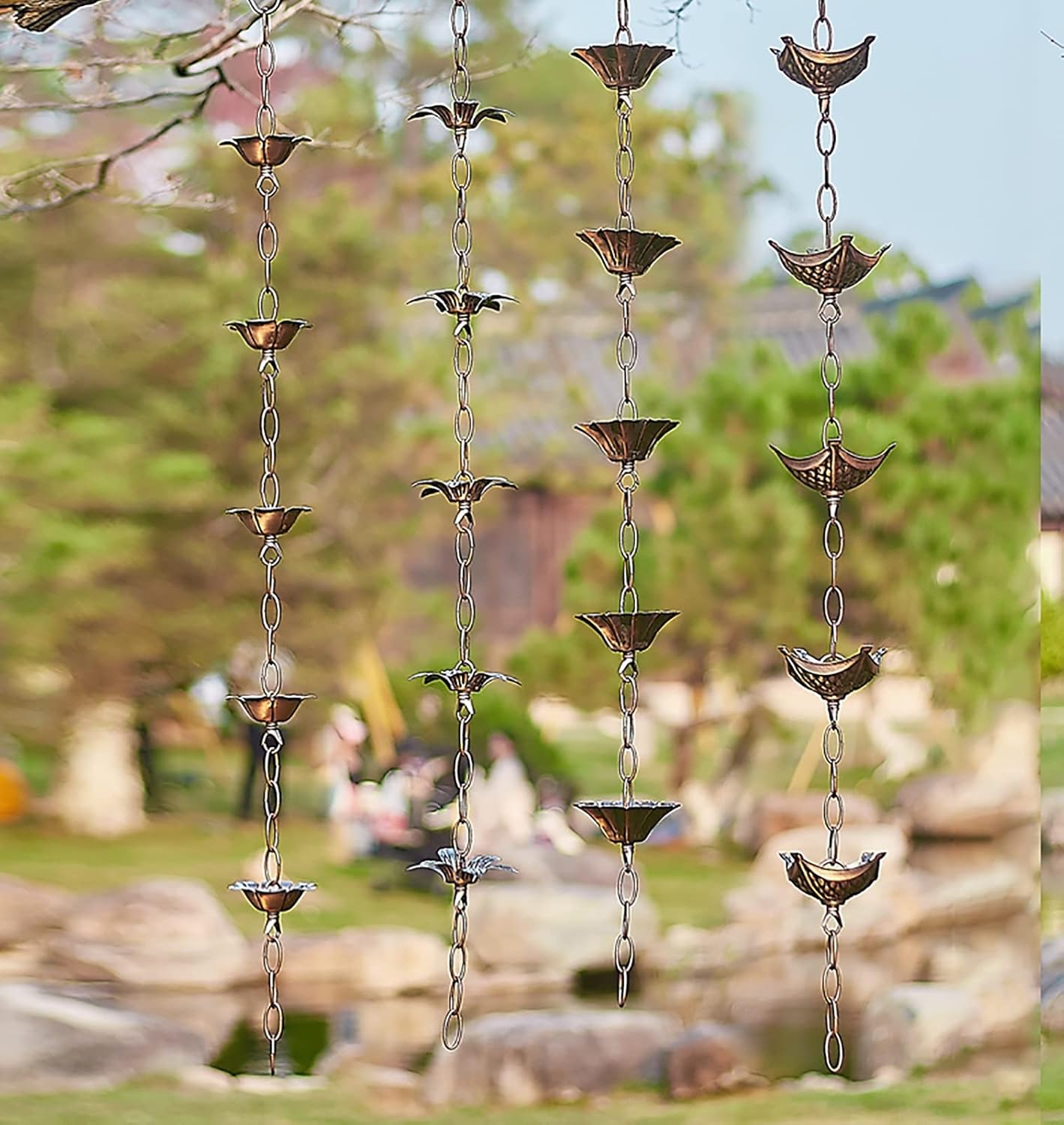 CMYUN Retro Rain Chains for Downspout, Japanese Style Gutters Rain Chain Weight, 100/260cm Home Decor Rain Catcher, Yard Art Garden Decoration (Color : Style4, Size : 260cm(8.5ft))