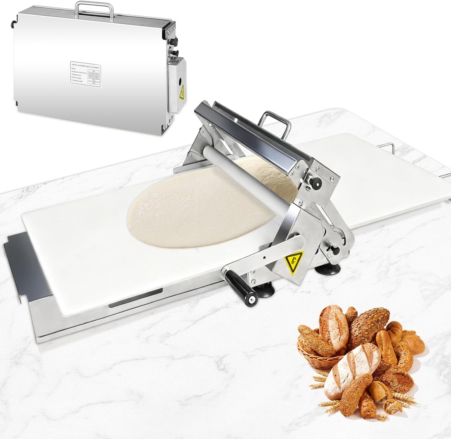 Manual Dough Sheeter 35.4" ×15.7",Roller Machine,Commercial Folding Dough Maker with Carry Handle, Adjustable Thickness for Pizza, Pasta, Pastry