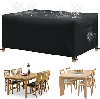 Funda para Muebles de Jardín Exterior, 180x120x74cm Funda Mesa Exterior, 420D Oxford Fundas Terraza con Salidas de Aire, Anti-UV, Rectangular Cubre Mueble Jardin para Mesas Sillas Sofás Mobiliario
