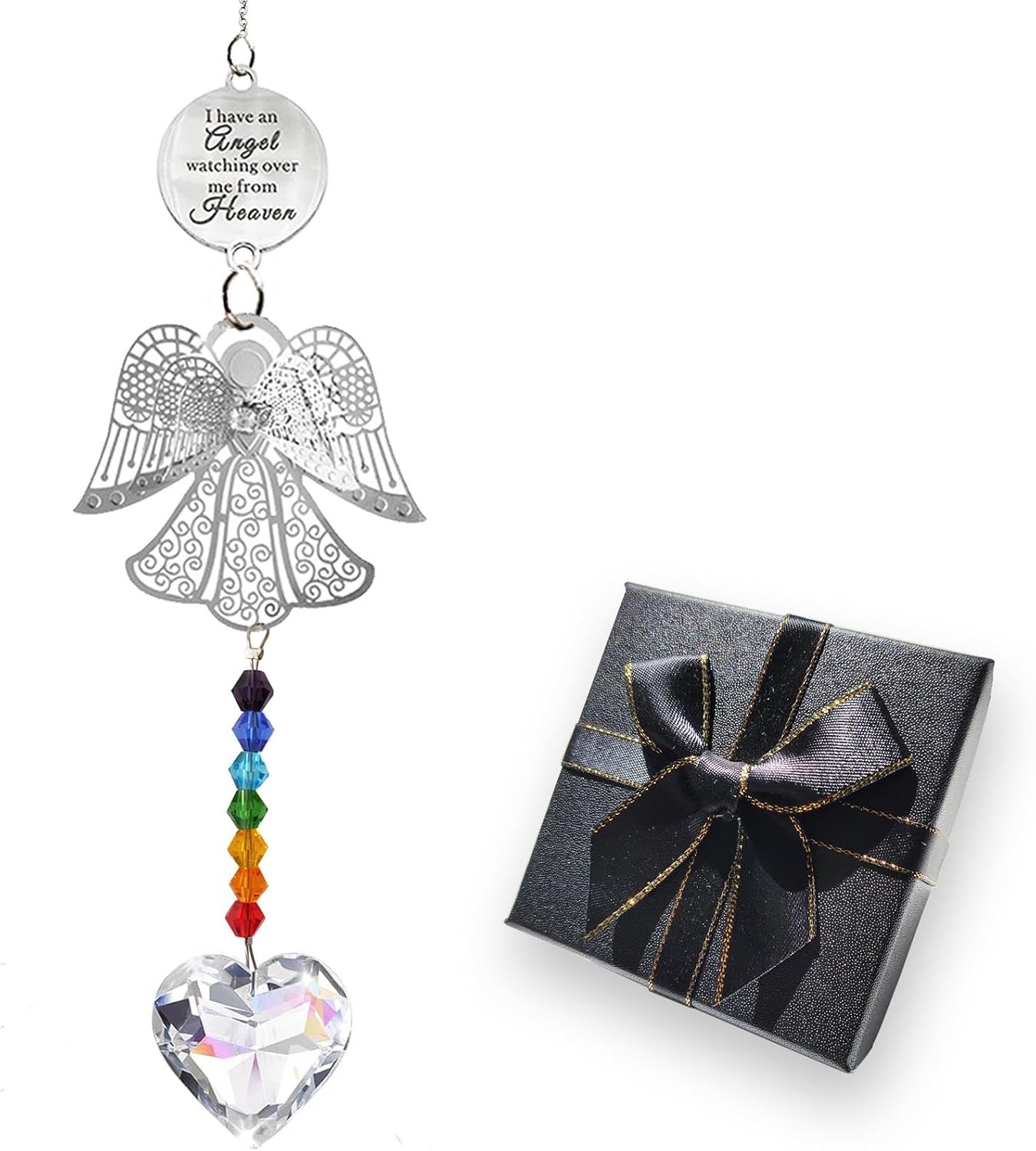 Sympathy Gifts for Loss of Loved One, Angel Bereavement Memorial Suncatcher for Loss of Mom, Dad, Husband, Grandparent Condolences Grief Remembrance Gift, Crystal Angel Memorial Ornament Rainbow Maker