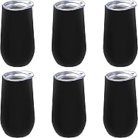 Vista 12 de Copas de vino personalizadas de acero inoxidable sin tallo con tapas, 9 onzas, juego de 6, paquete personalizado a granel, perfectas para vino