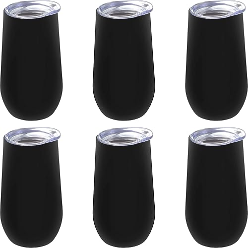 Miniatura 12 de Copas de vino personalizadas de acero inoxidable sin tallo con tapas, 9 onzas, juego de 6, paquete personalizado a granel, perfectas para vino