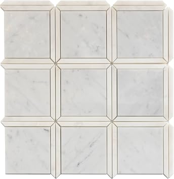 Apollo Tile White and Grey Square Marble Mosaic Tile for Kitchen, Bathroom or Flooring - 4"x5" Sample Swatch