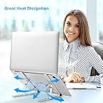 Leeboom Laptop Stand for Desk, Adjustable Foldable Aluminum Riser, Silver | Supports most 10-15.6 inch laptops and tablets with adjustable height and angle for improved comfort