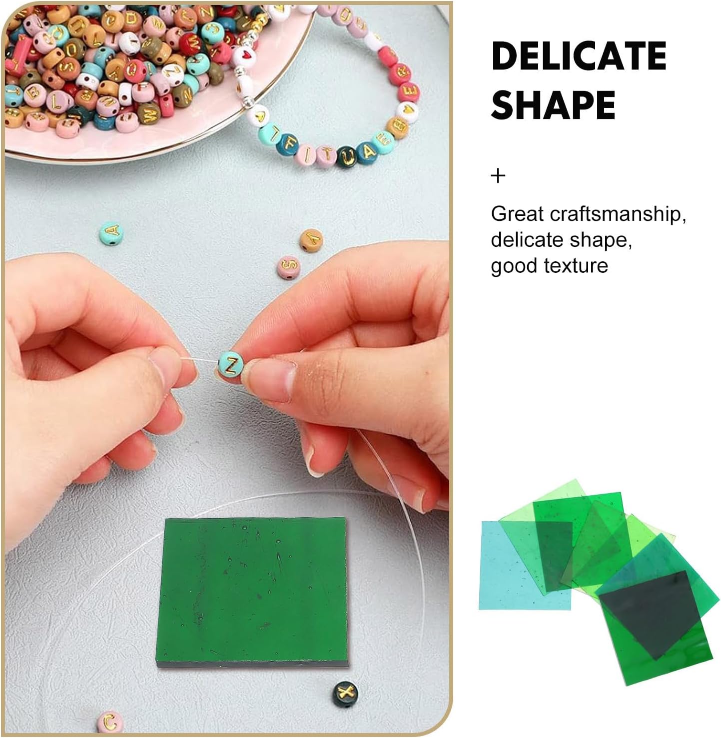 7pcs Green Tone Fused Glass Sheet Set for Jewelry Making