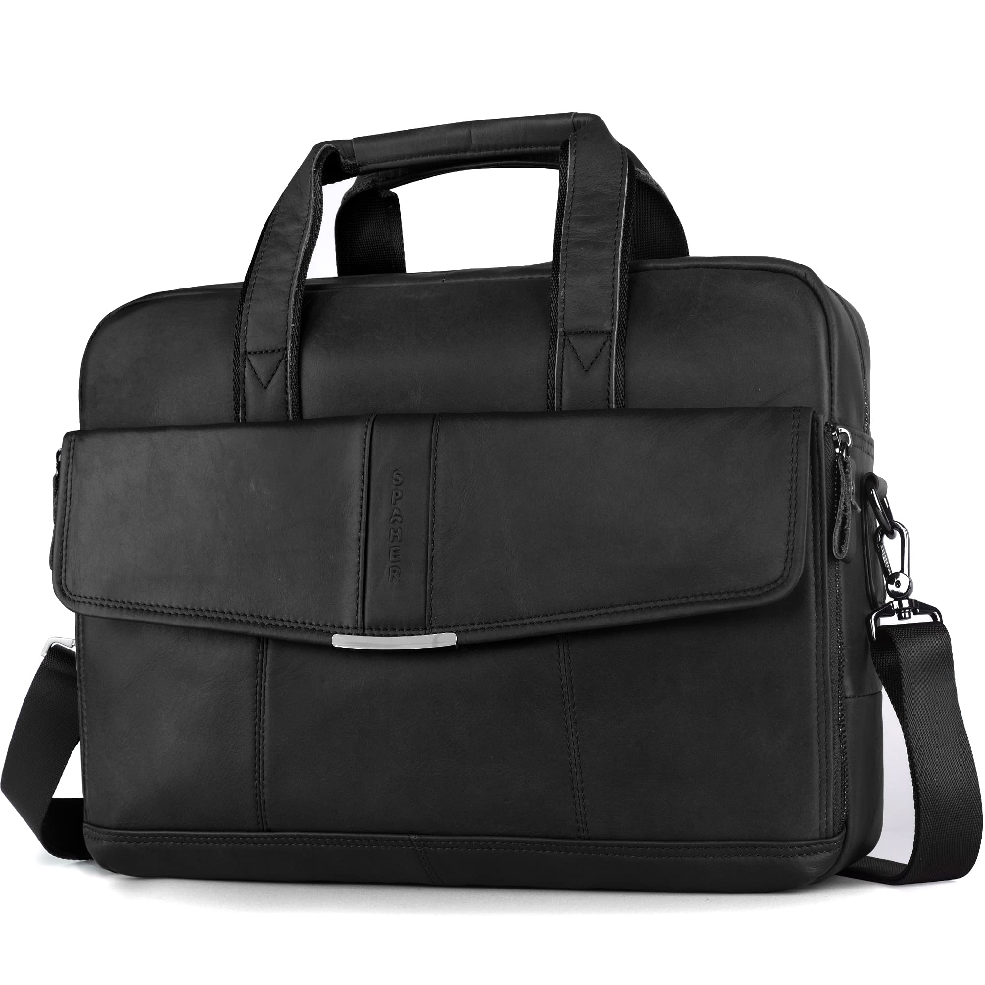 Mallette en cuir synthétique pour ordinateur 15,6 pouces sac à bandoulière serviette d'affaires B333-15,6" noir 28 x 37 x 11 cm