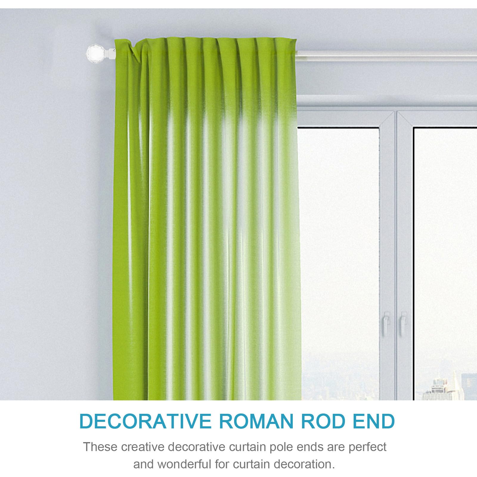 NUOBESTY Embout Décoratif pour Tringle à Rideaux en Cristal Fer 2 Pièces