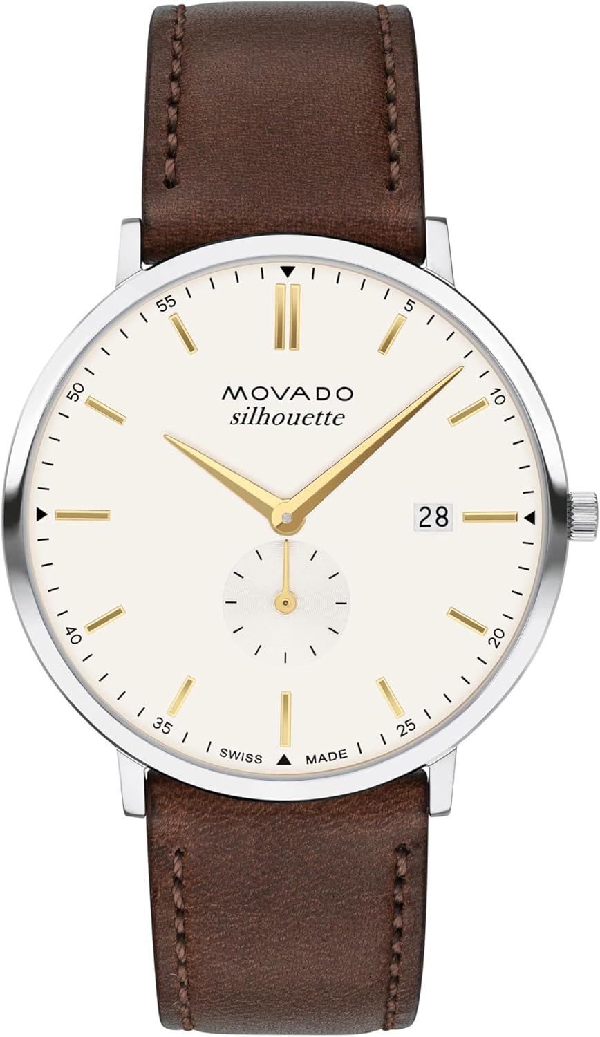 Movado Heritage Series Silhouette Men’s Watch, Swiss Quartz, 3 ATM Water Resistance, 40mm