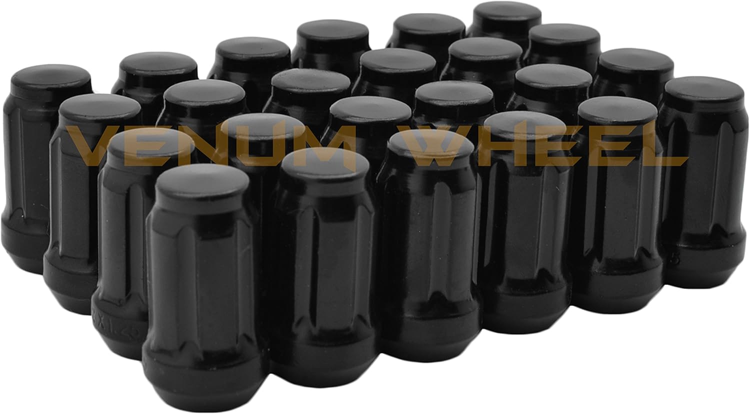 20 Pc Black M12x1.5 Thread Pitch Tuner 6 Spline Lug Nuts for Hyundai Genesis Veloster Tiburon | 2 Security Sockets Included