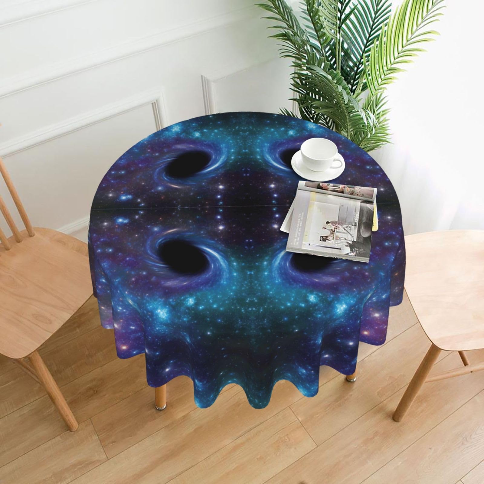 OKFSTY Galaxy Print Round Tablecloth 60in for Wedding Elegant Polyester Cover for Party Reception Festive Dinner