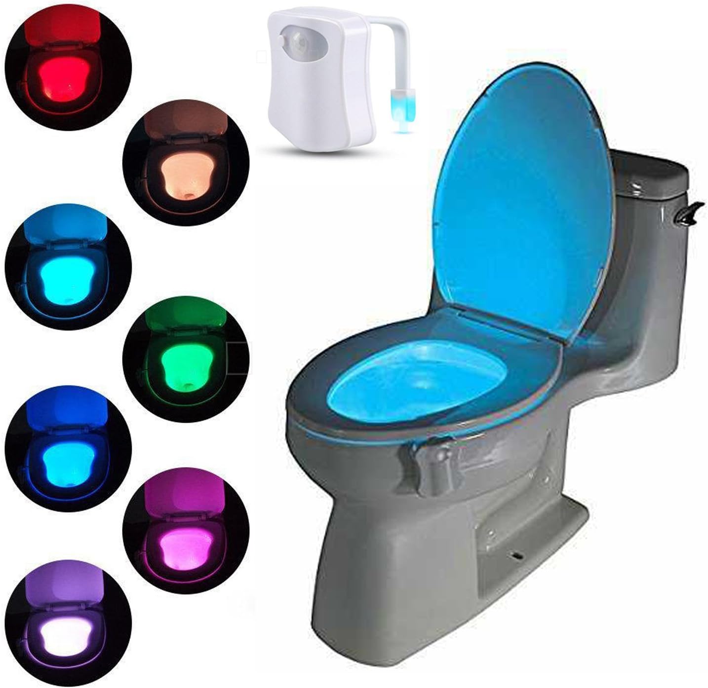 suyi LED Toilet Light Sensor Motion Activated Glow Toilet Bowl Light Up Sensing Toilet Seat Night Light Battery Operated - Energy Saving for Bathroom & Washroom