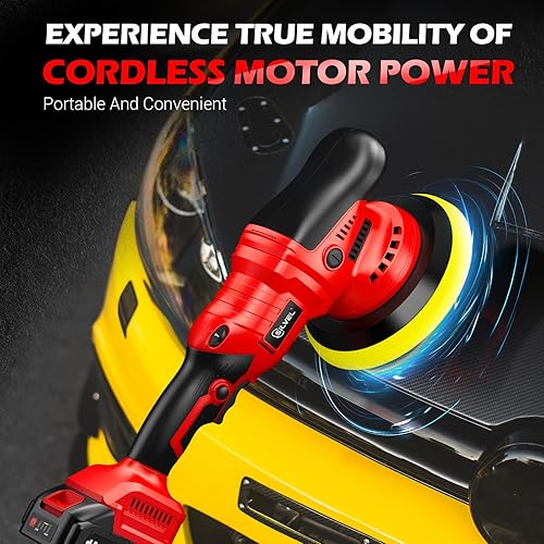 Miniatura 6 de SILVEL Pulidora inalámbrica para automóvil, kit de pulido de automóvil con baterías de 24 V, 2 x 2.0 Ah, kit de cera amortiguadora de coche de 5