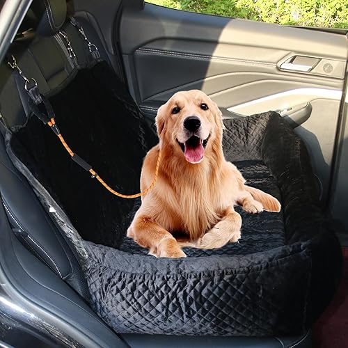Miniatura 8 de Asiento de automóvil para perros grandes de menos de 100 libras o 2 perros medianos, cómoda cama para asiento trasero, totalmente desmontable y