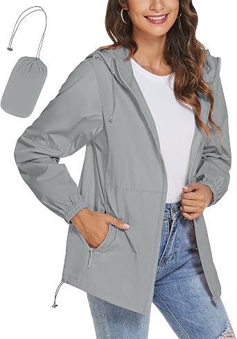 TCOT Womens Rain Jackets Waterproof Windbreaker Jackets lightweight Portable Rain Coat