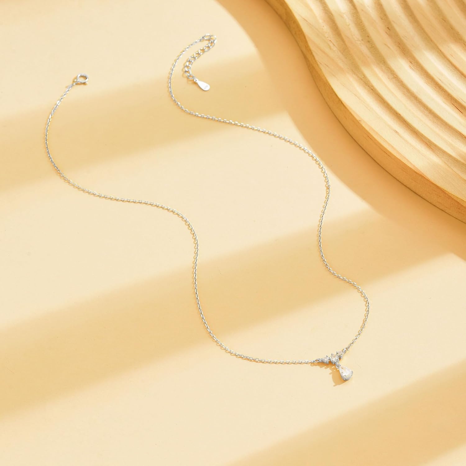 925 Sterling Silver Teardrop Necklace for Women 14K Gold Plated Dainty Cubic Zirconia Drop Bridal Crown Pendant Necklace to Daughter Mom Sparkling Diamond Charm Chain Valentine's Day Jewelry Gifts - Image 7