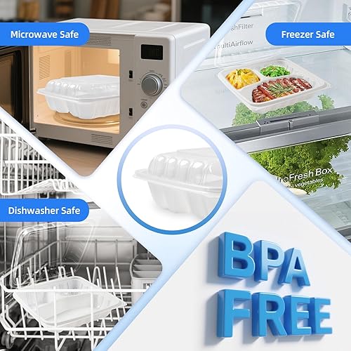 Miniatura 132 de YANGRUI Recipientes de plástico de 6 pulgadas, 17 onzas, paquete de 55 unidades – tapa reutilizable Crystal View anti niebla sin BPA PP Clamshell