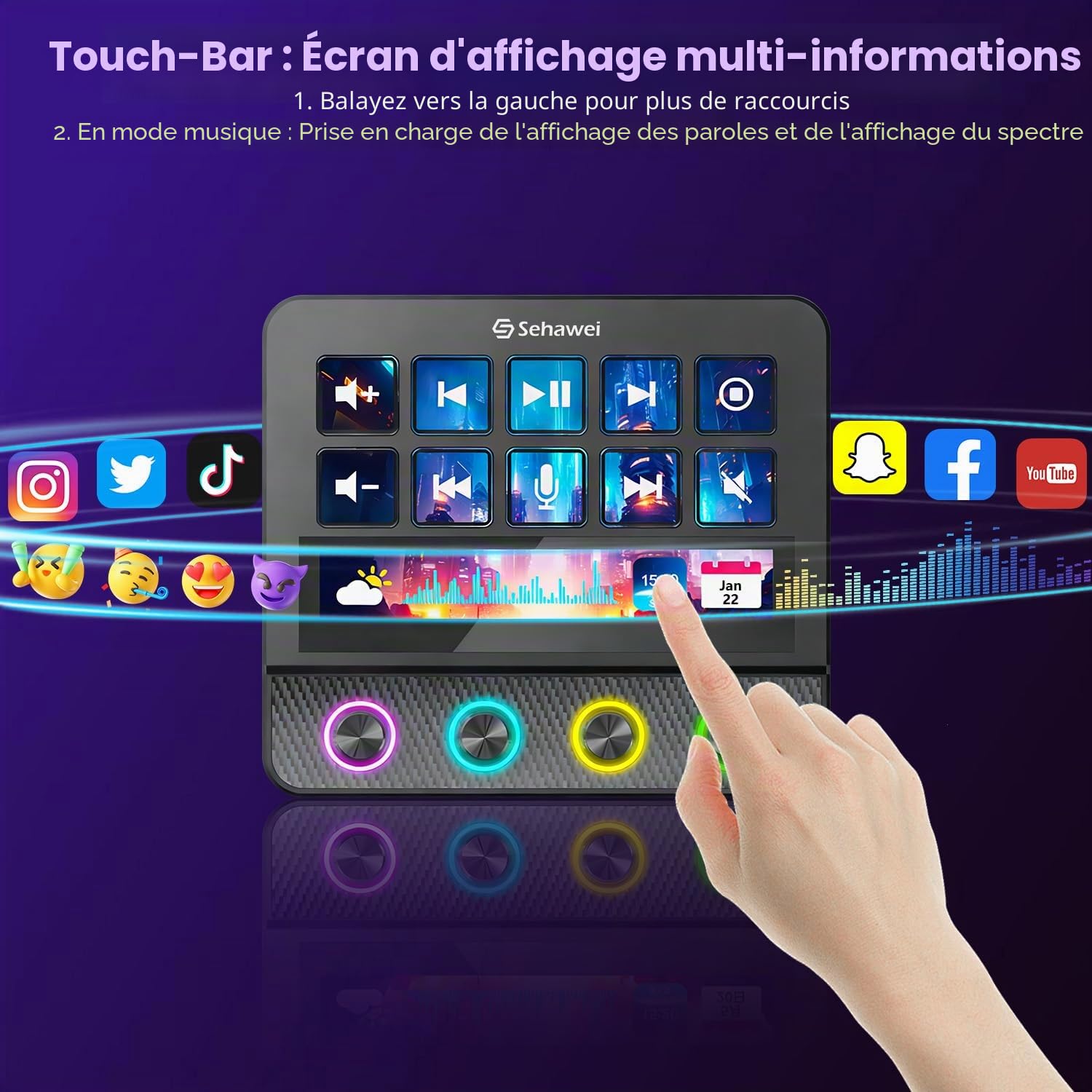 Sehawei Stream Controller Deck pour Mac/PC,Console de mixage