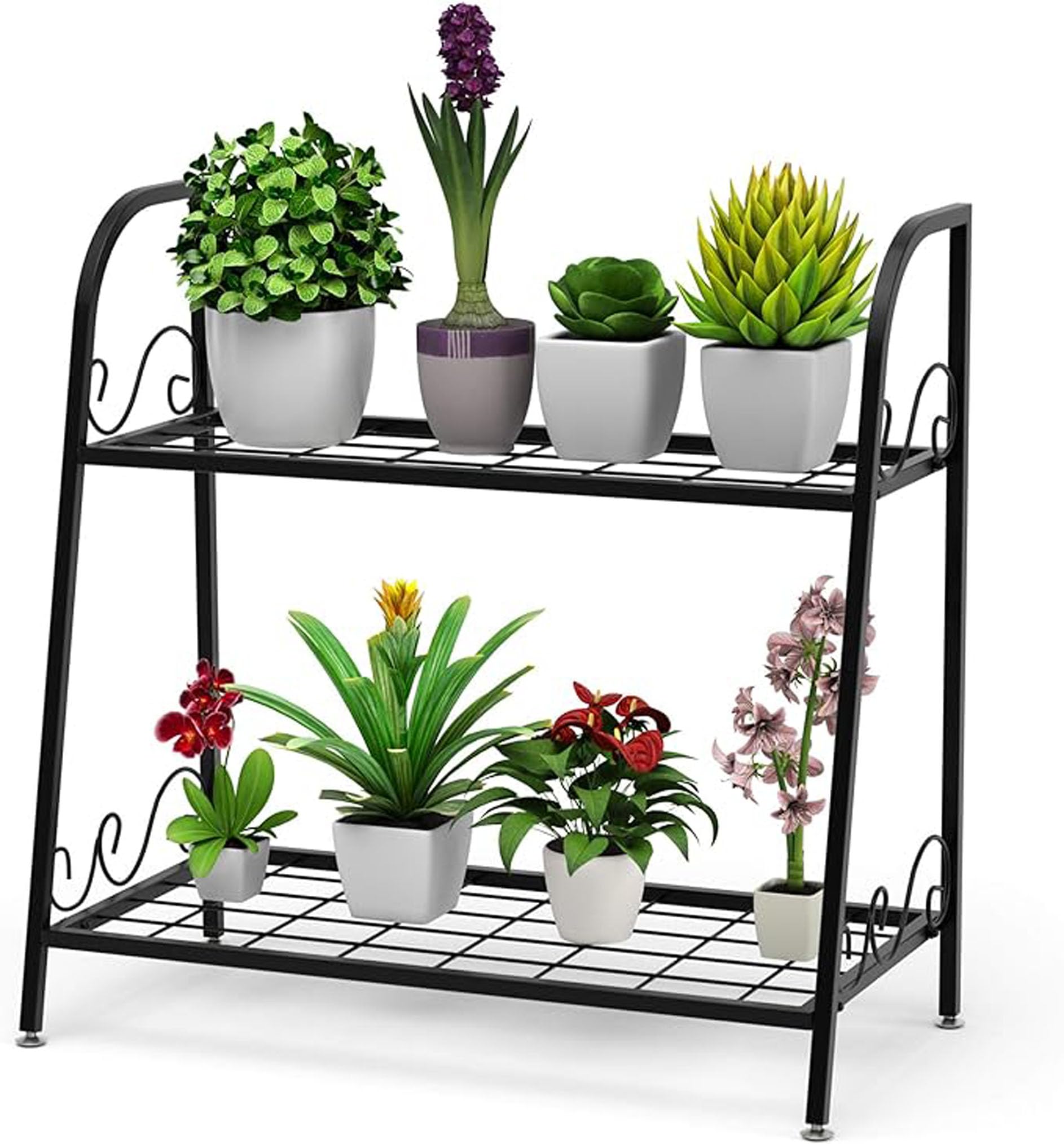 Dence Store Metal Plant Stand with Adjustable Feet for Garden, Balcony, or Living Room; Indoor/Outdoor Plant Shelves; Flower Rack Display Shelves (Black 2tr) (B0D4MD3BNC) Amazon Price History, Amazon Price Tracker