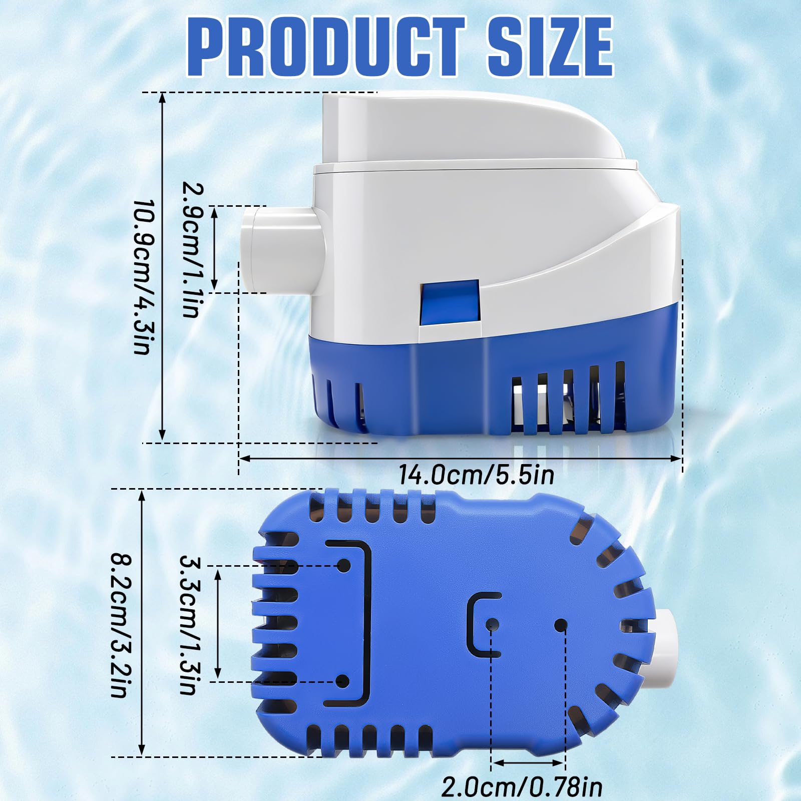 Pompa di sentina automatica, 12 V, 1100 GPH, 29 mm, marina, sommergibile, con interruttore di galleggiamento, per barche, stagni, piscine