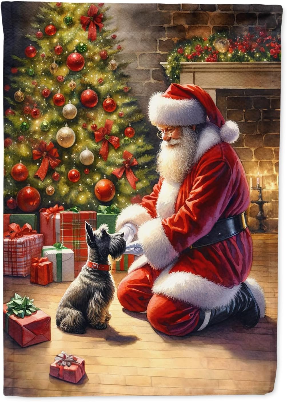 Caroline's Treasures DAC4128CHF Jack Russell Terrier and Santa Claus House Flag Large Porch Sleeve Pole Decorative Outside Yard Banner Artwork Wall Hanging, Polyester, House Size, Multicolor