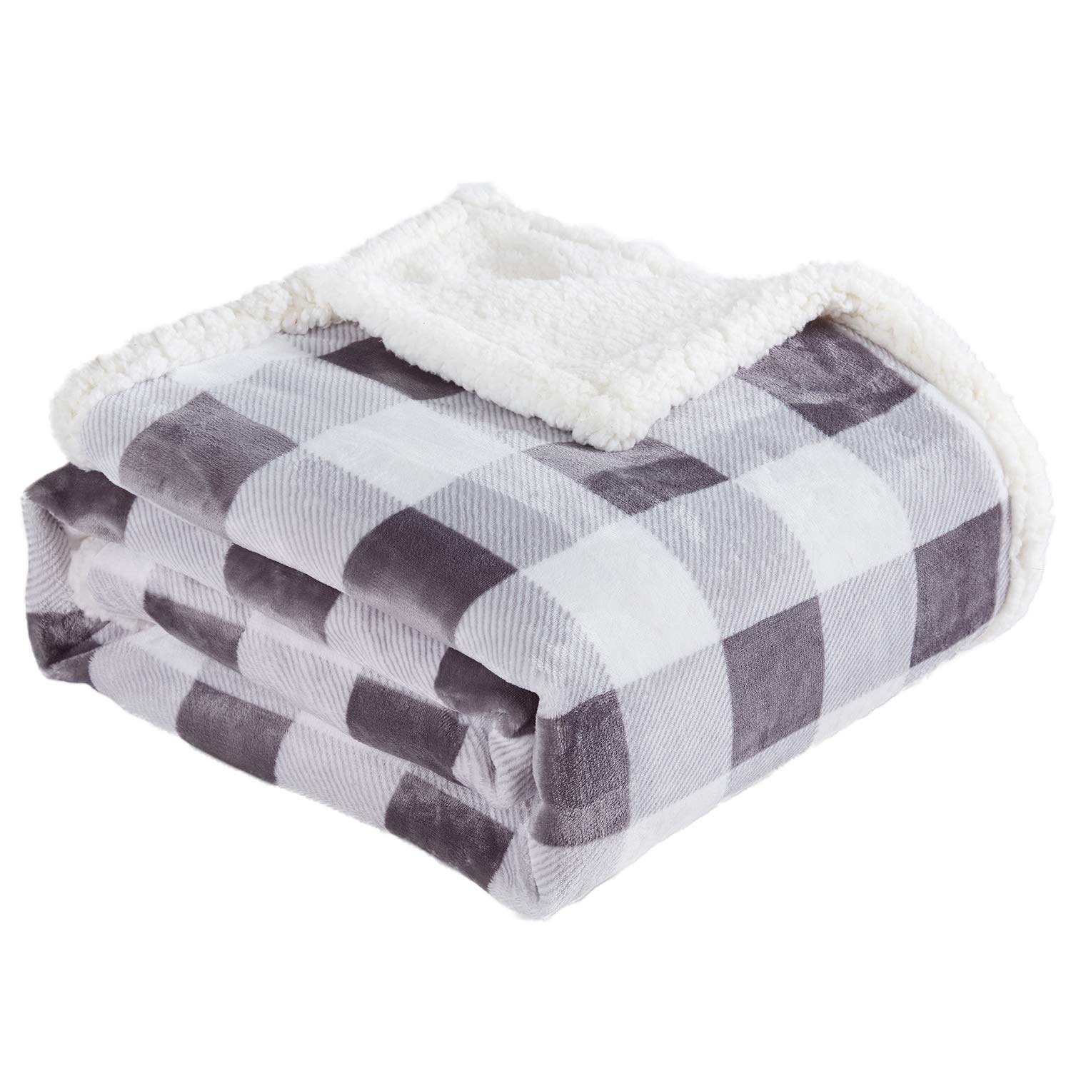 Touchat Sherpa Plaid Throw Blanket, Fuzzy Fluffy Soft Cozy Blanket, Twin Size Plush Fleece Flannel Plush Microfiber Blanke...