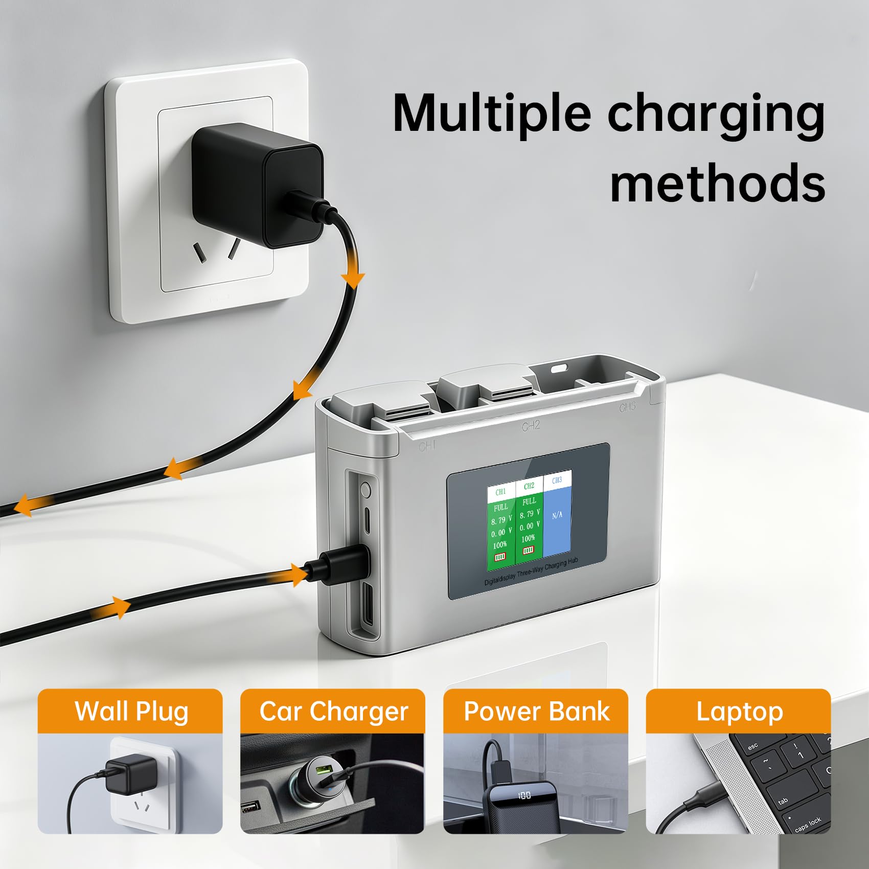 Paquete de 2 baterías de vuelo inteligente Mini 2 Series de 2400 mAh, 3 ranuras, concentrador de carga de doble dirección, compatible con drones DJI Mini 2/2 SE/SE/4K Series hasta 31 minutos