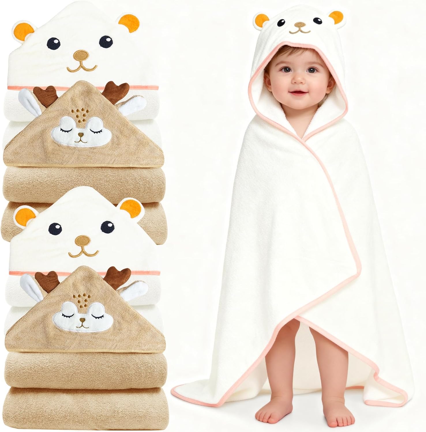 Baby Bath Supplies Baby Stuff Baby Gifts Newborn Gifts 4 Pack Baby Hooded Towel Baby Towel Toddler Towels Kids Hooded Bath Towels