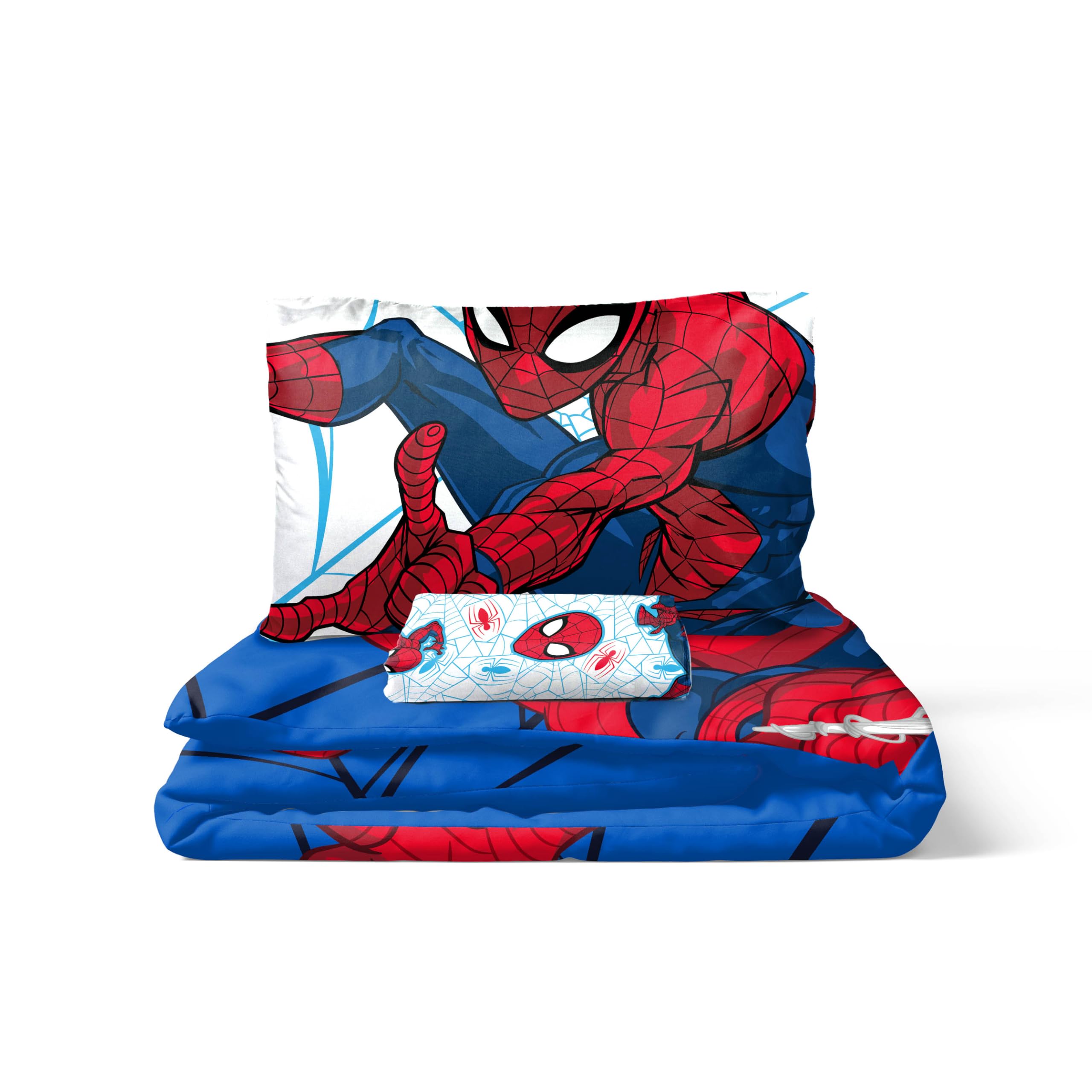 Jay Franco Marvel Spiderman Webtastic 100% cotone, set letto singolo, 3 pezzi, include copripiumino, lenzuolo e federa