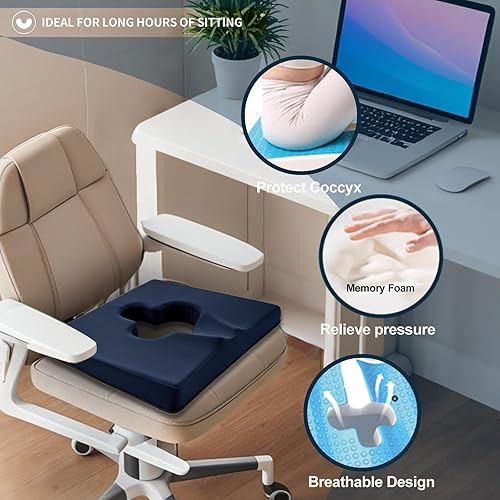 Miniatura 4 de Gel Wheelchair Seat Cushion,Bed Sore Cushions for Butt, Memory Foam Hemorrhoid Pillow for Chairs,Butt Pillow for Pressure Sore&Ulcer Pain,Sciatica