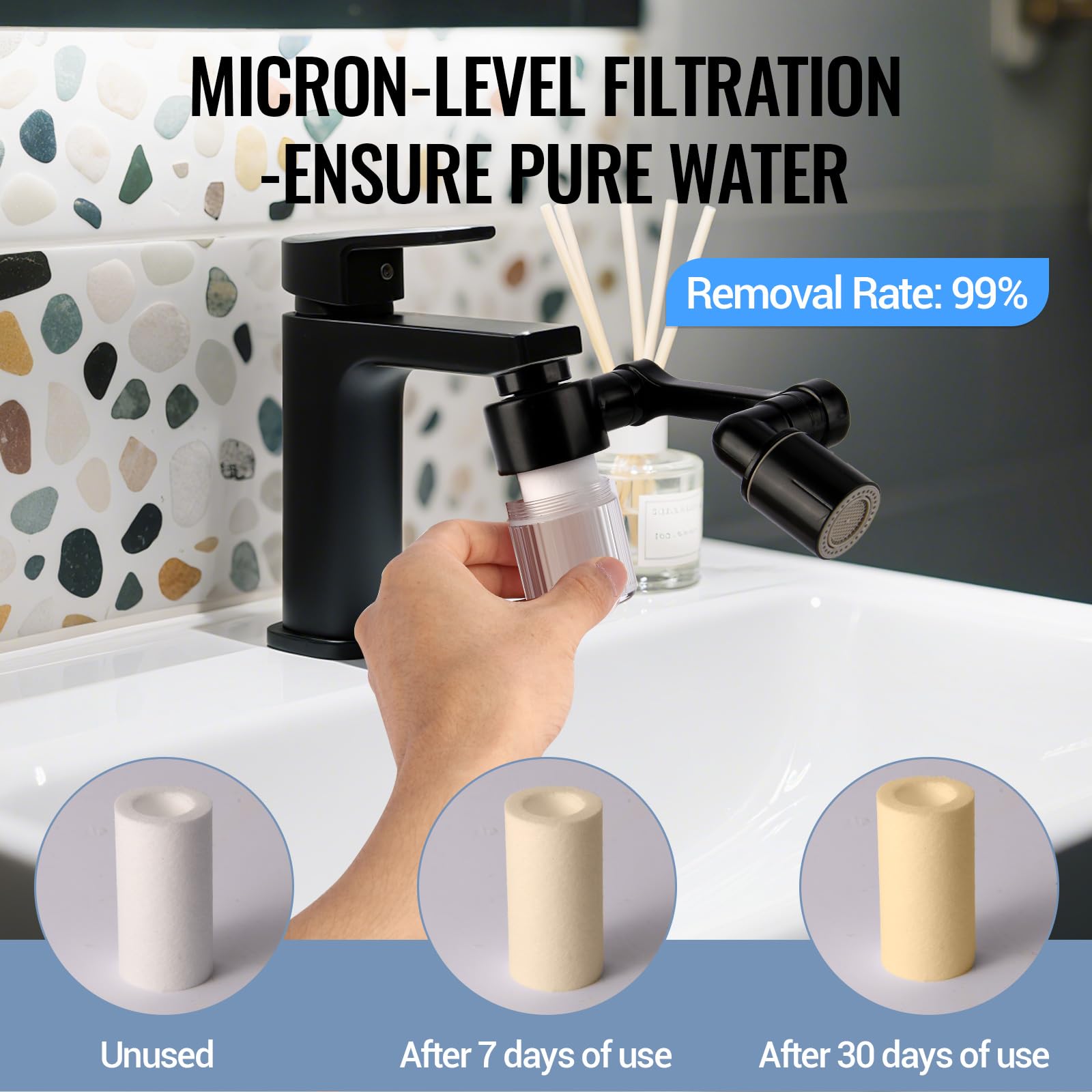 5 faucet filters - kitchen sink bathroom sink alternatives - faucet extender PP cotton - strong filter to — view 2