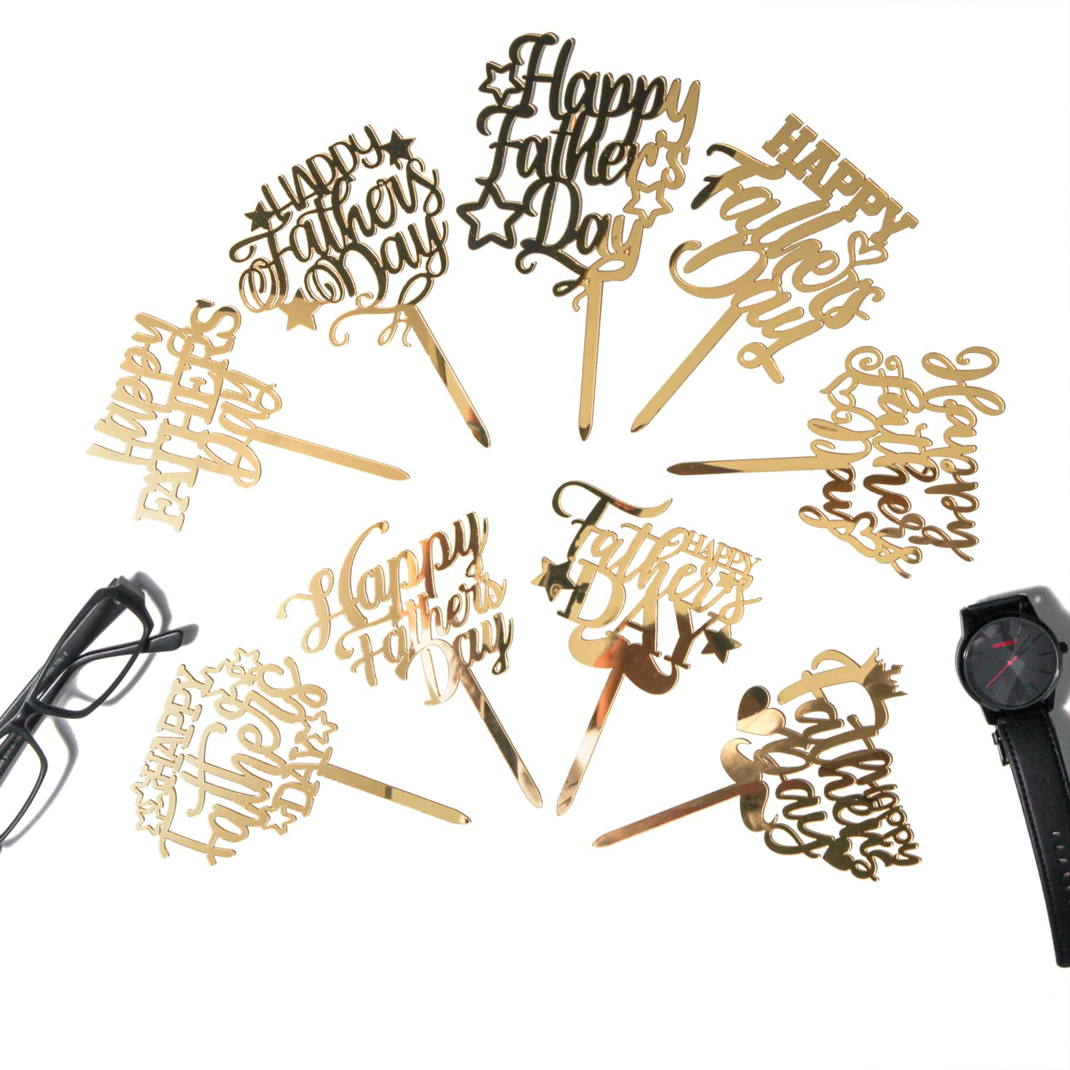 Happy Father's Day Cake Topper Cake topper Acrylic Mirror Cake topper Decorative Party Cake Decoration for Father's Day (9pcs letter)