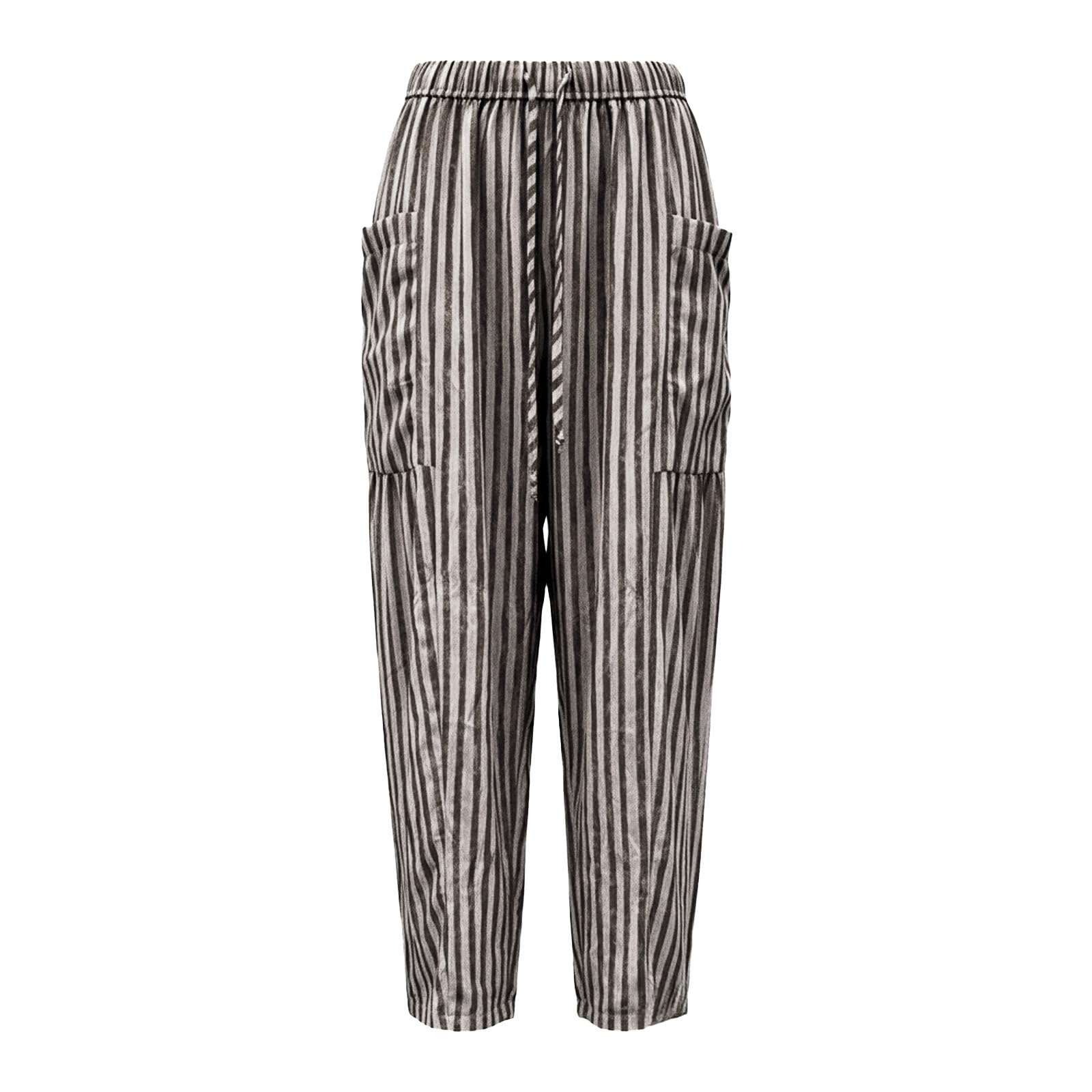 Pantalones de lino para mujer, pantalones de verano ligeros, aireados, con goma elástica y bolsillos, cintura alta, pantalones de tela sueltos, informales, pantalones de ocio de pierna ancha