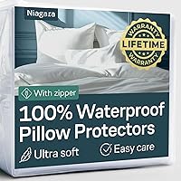 Niagara 4-Pack Waterproof Pillow Protectors Standard 20x26" - Breathable Jersey Knit, Quiet Auto-Lock Zipper Encasements, White