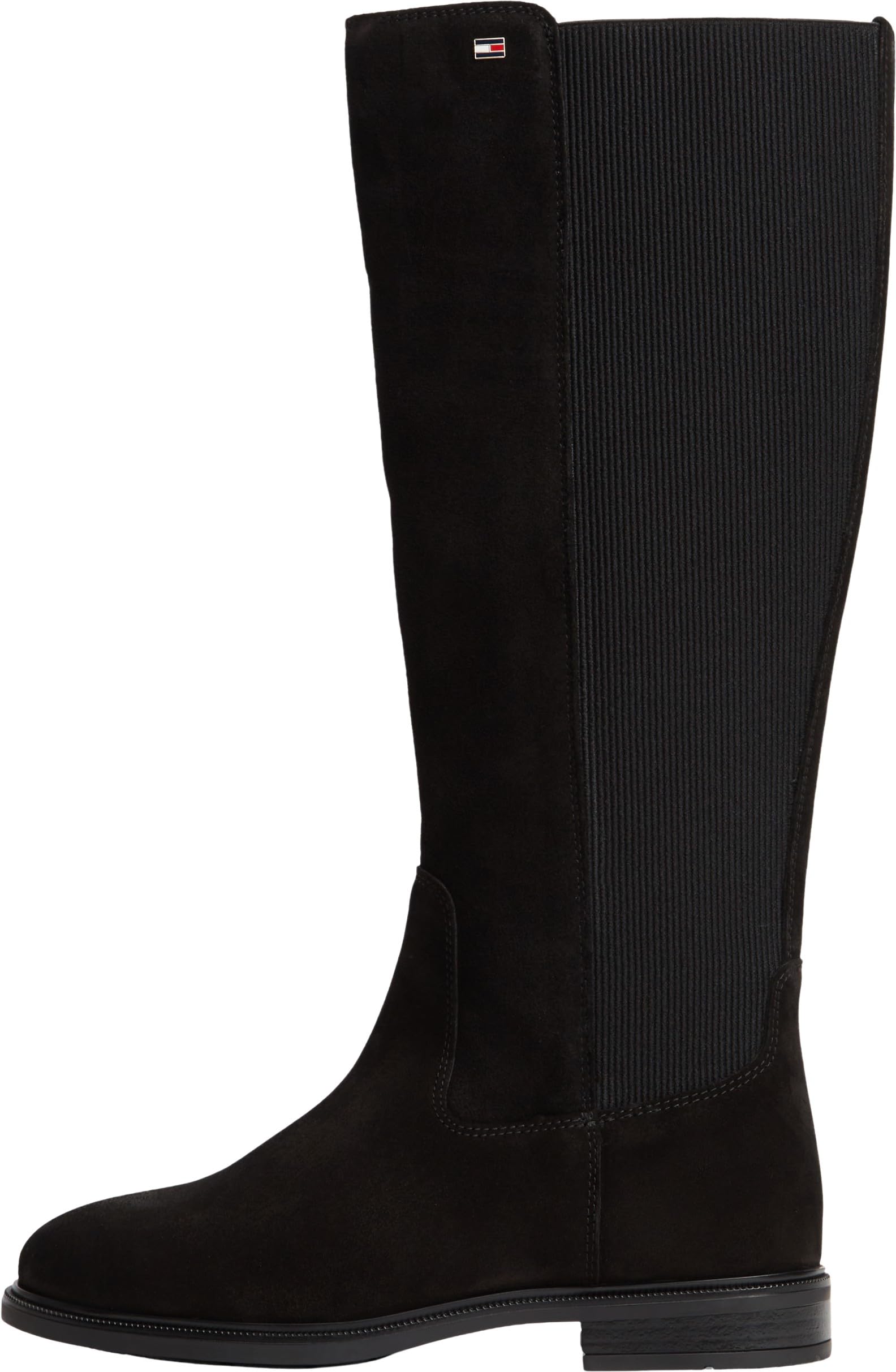 Tommy Hilfiger Women Enamel Flag Suede High Chelsea FW0FW09574 High Boots, BLACK (Black), 6.5