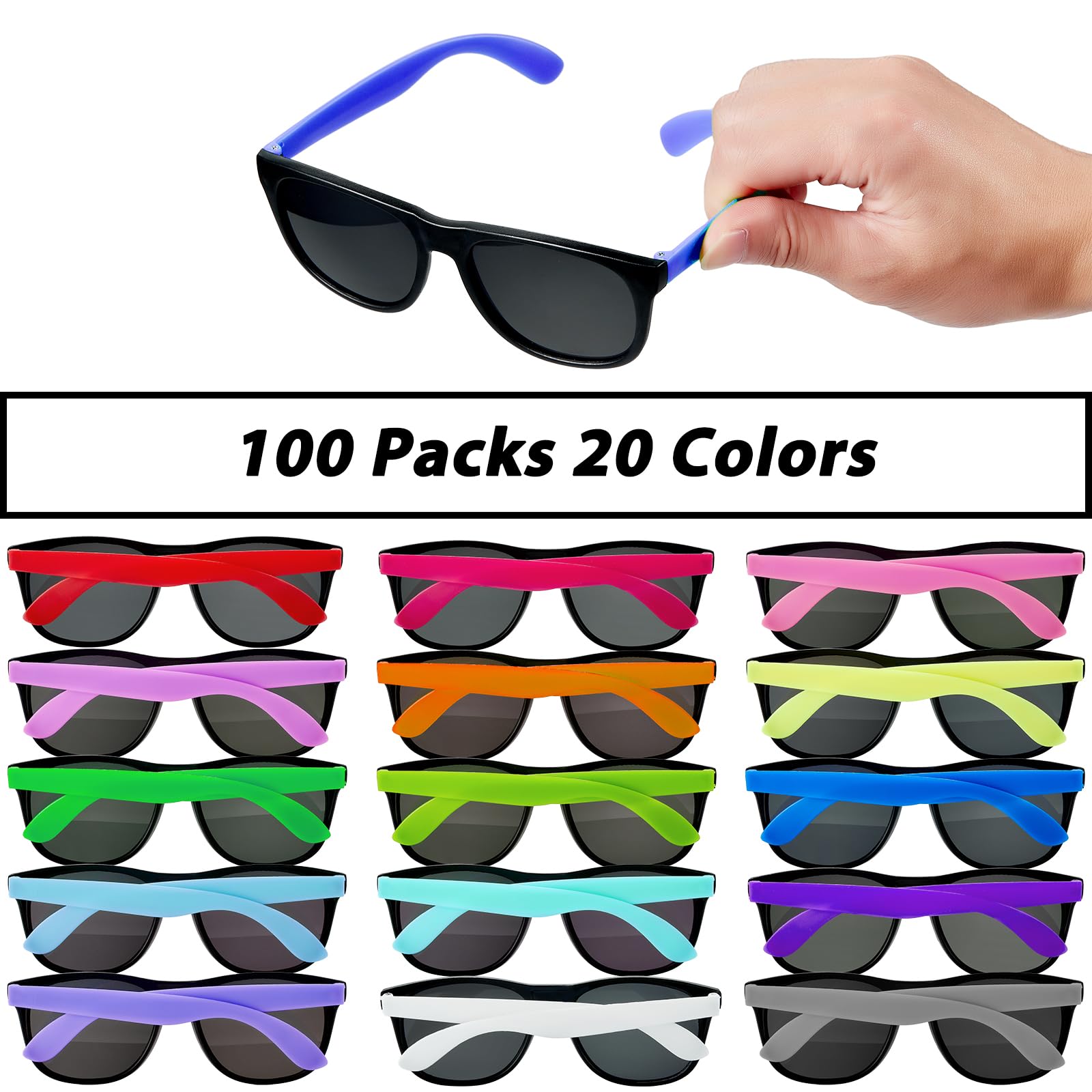 100 lentes de sol de neón con protección UV
