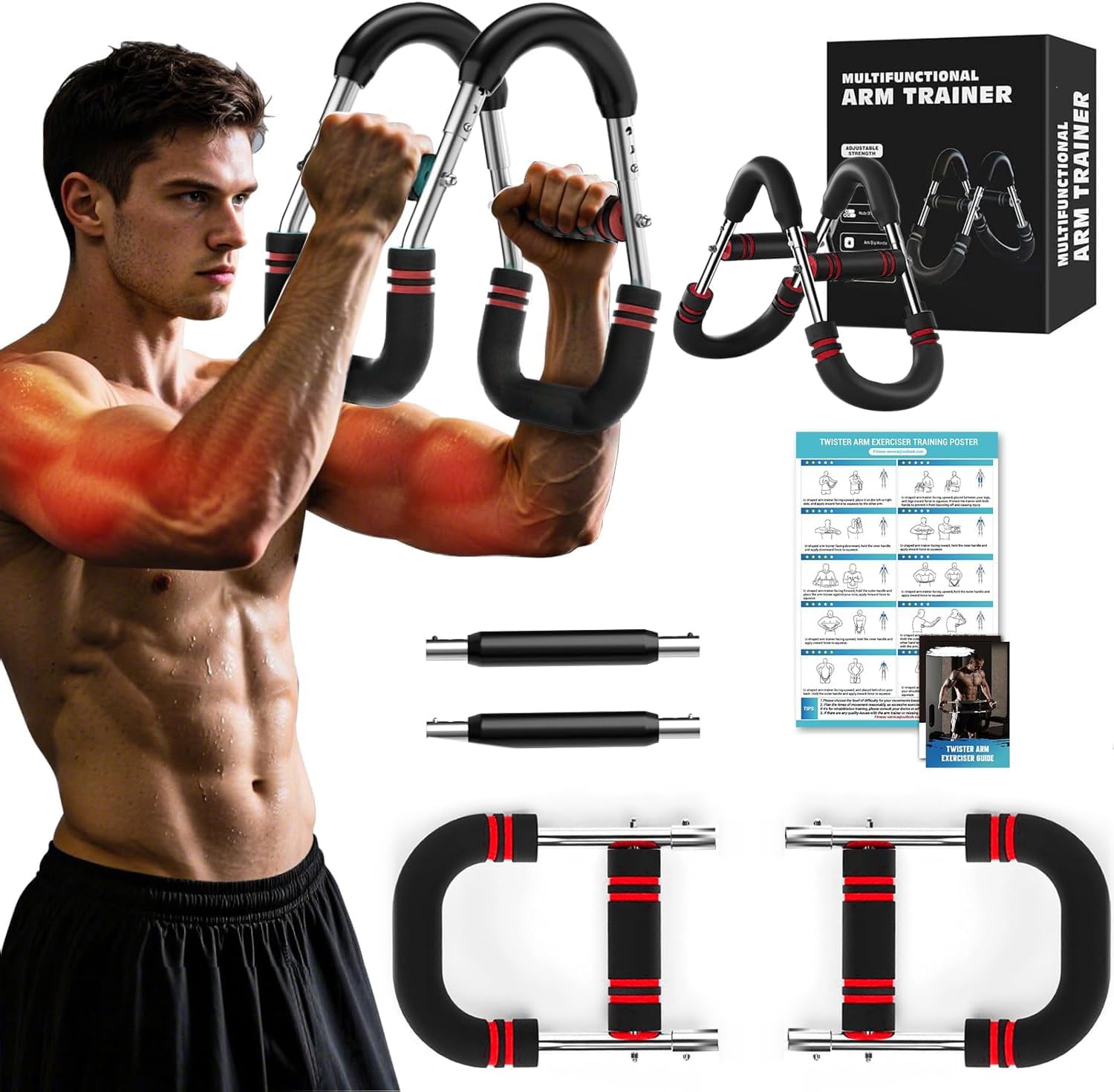 FC22 Twister Arm Trainer, Adjustable Resistance Levels (30-50kg) Chest & Arm Workout Equipment for Men & Women, Ergonomic Home Gym Strength Trainer,Muscle Builder & Strength