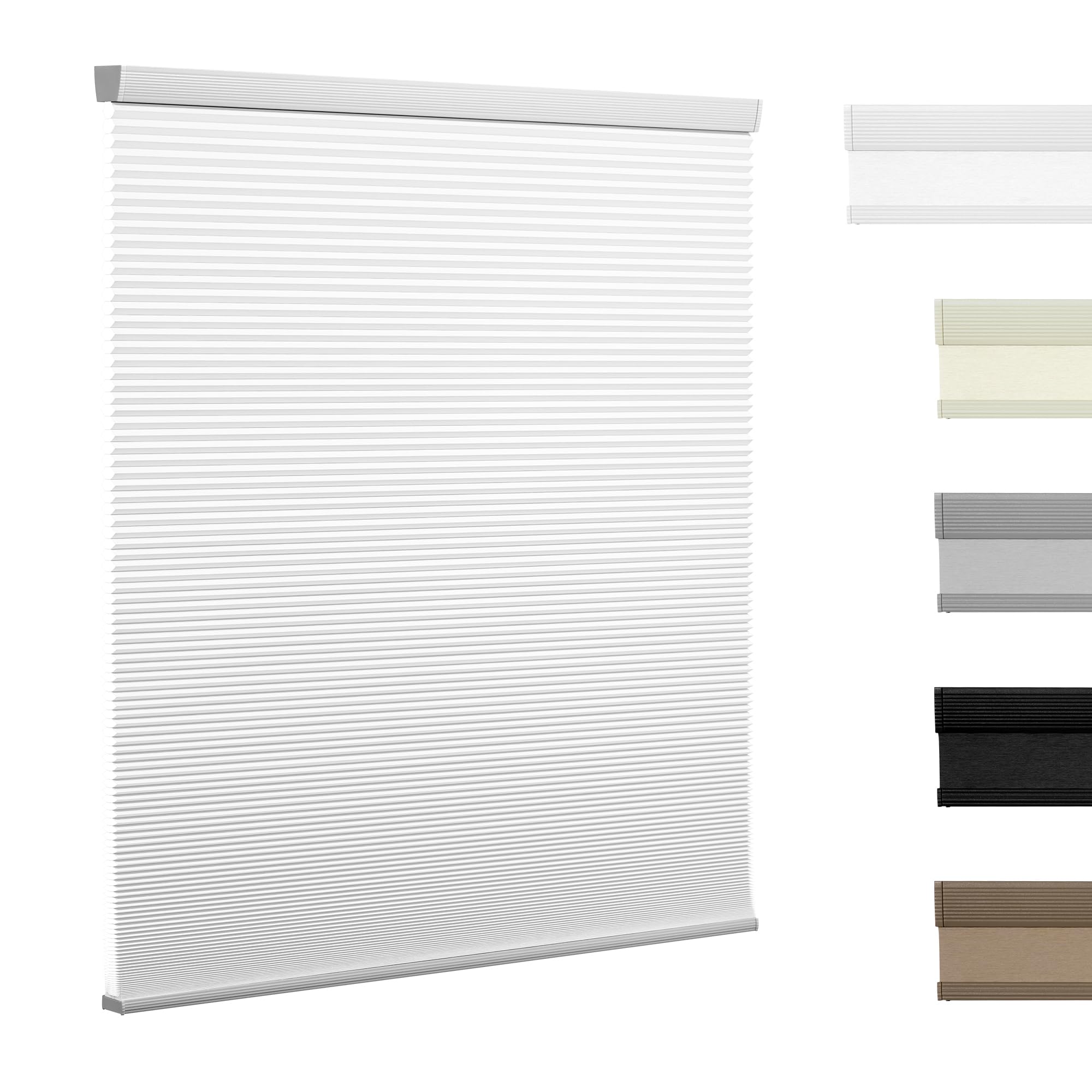 Boolegon Light Filtering Cellular Shades Cordless Pull Down Cellular Blinds Thermal Insulated Honeycomb Blinds for Windows, White, 46" W x 48" H