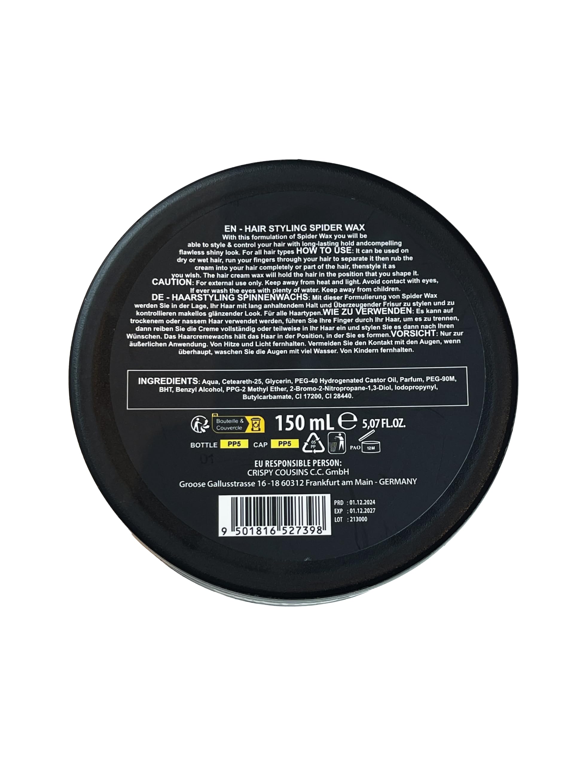Haarwachs Glanz 150ml | Professioneller Wet-Look & Starker Halt | Barber-Qualität Styling Wax | Wassermelonen-Duft